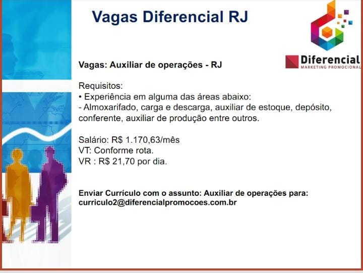 Auxiliar de Operações rio empregos rj